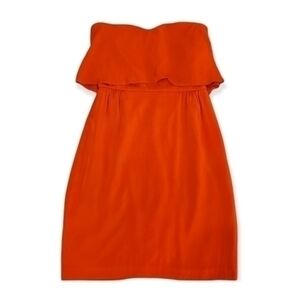 Dolce Vita Red Orange Strapless Silk Blend Dress